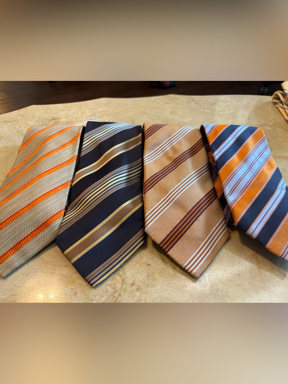 Ermenegildo Zegna Black and Brown Striped Silk Tie Set